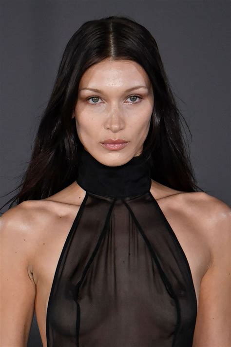Bella Hadid Naked Tits In See Through At Paris Fashion Week Photos Video The