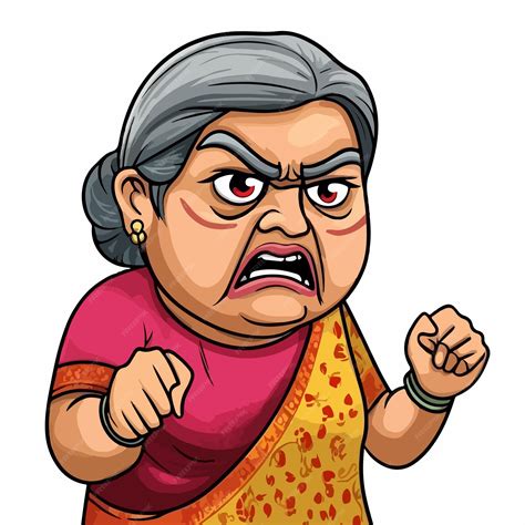 colorful vector cartoon illustration  indian auntie ji ang premium