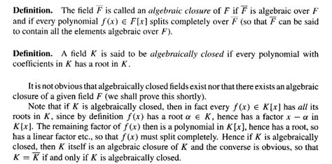 algebraically closed fields physics forums