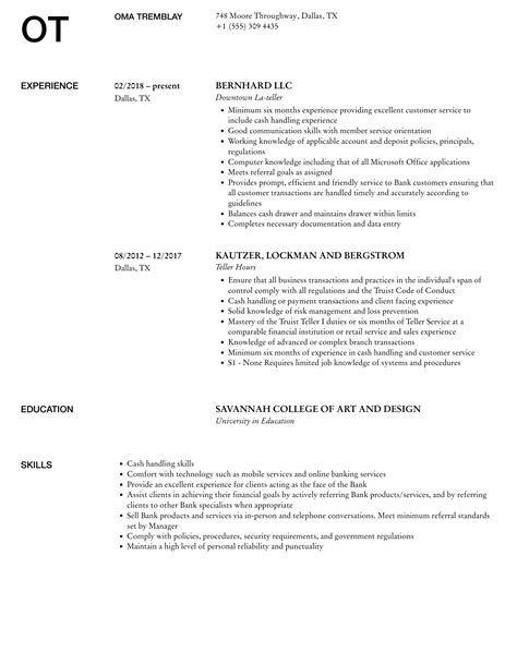 Teller Resume Samples Velvet Jobs