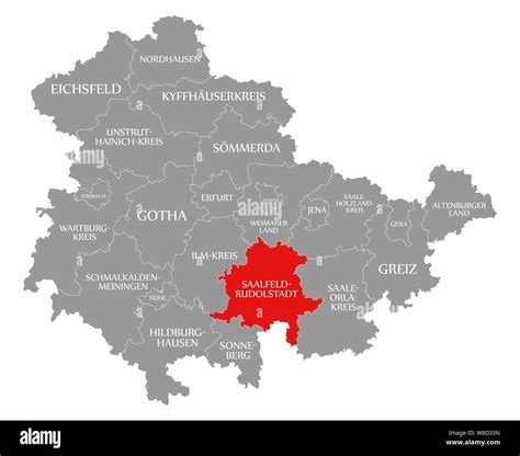 Saalfeld Rudolstadt rot hervorgehoben Karte von Thüringen Deutschland