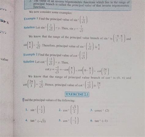 We Now Consider Some Examples Example 1 Find The Principal Value Of Sin