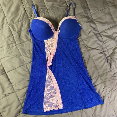 Blue Cheetah Print Lingerie Mini Dress With Pink Depop