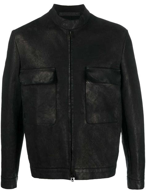 Buy SALVATORE SANTORO Zipped Leather Jacket Black At 41 Off