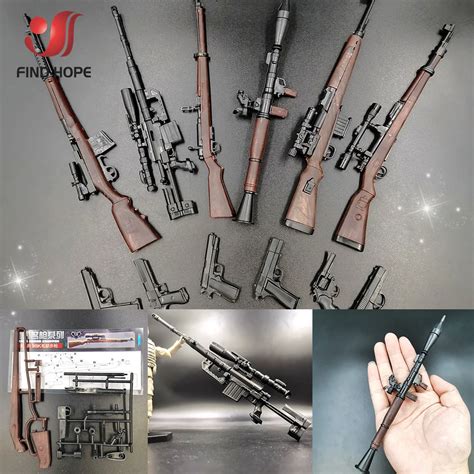 6Pcs Set 1 6 98K RPG SVT 40 G43rifle M200 Sniper Gun Modell Montage