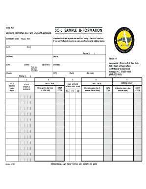 Form Ad Soil Sample Information Soil Ncsu Fill And Sign Printable