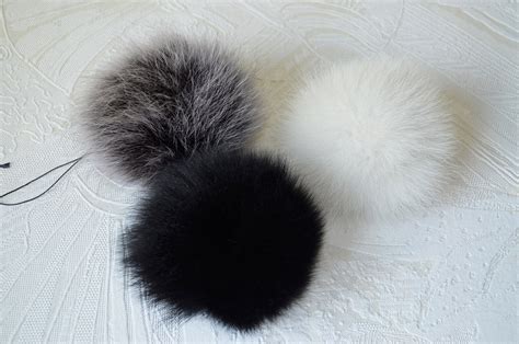 Set Of Real Fur Pom Poms Genuine Arctic Fox Large Pompom For Etsy