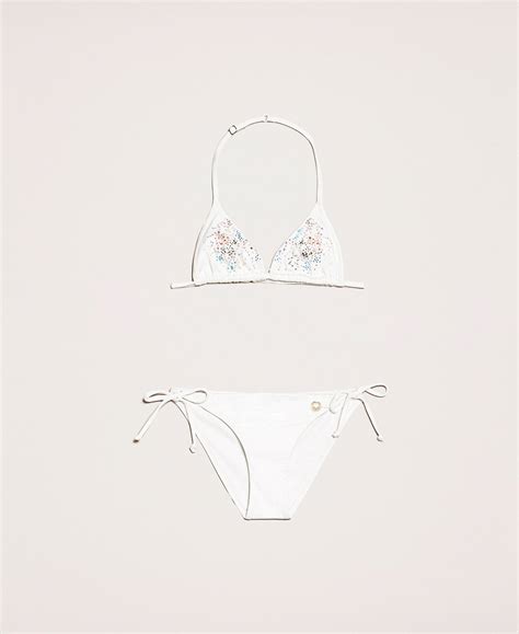 Bikini Con Strass Multicolor Bambina Bianco Twinset Milano