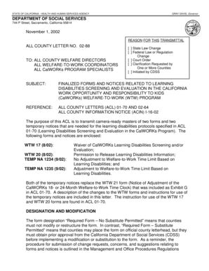 Fillable Online Dss Cahwnet All County Letter 02 88 Dss Cahwnet Fax