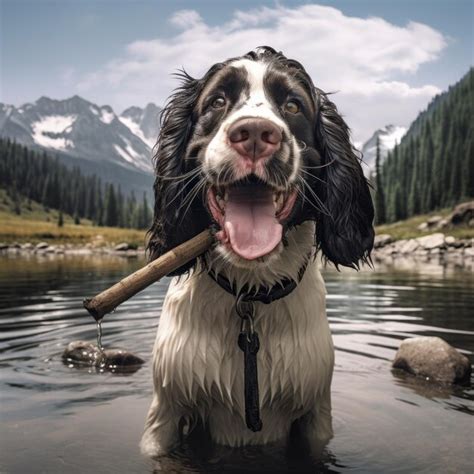 Premium Photo A Joyful Canine Companion Adventure Amidst Serene