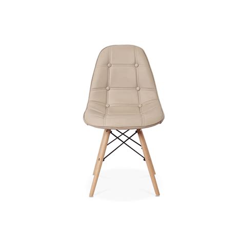 Cadeira Dkr Charles Eames Wood Estofada Botonê Nude Leroy Merlin