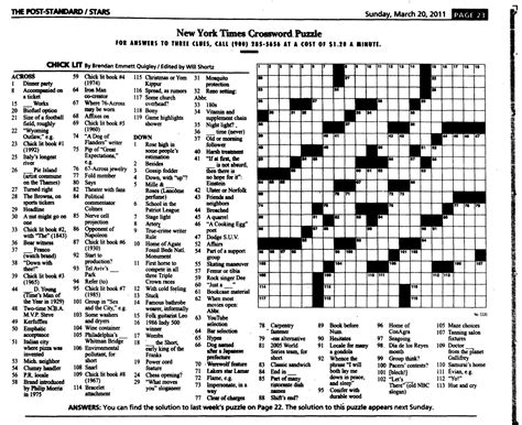 Seattle New York Times Crossword - Free Daily Crossword