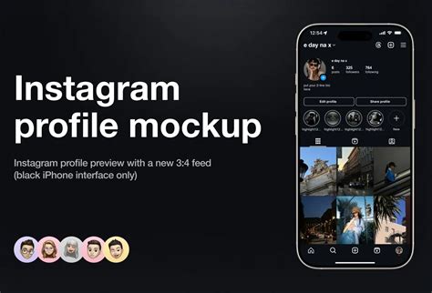 instagram profile template dark mode  figma
