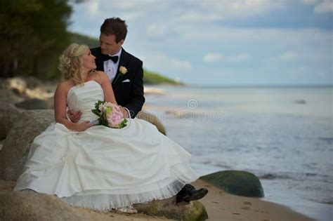 Beijando Pares Do Casamento Na Praia Foto De Stock Imagem De Oceano