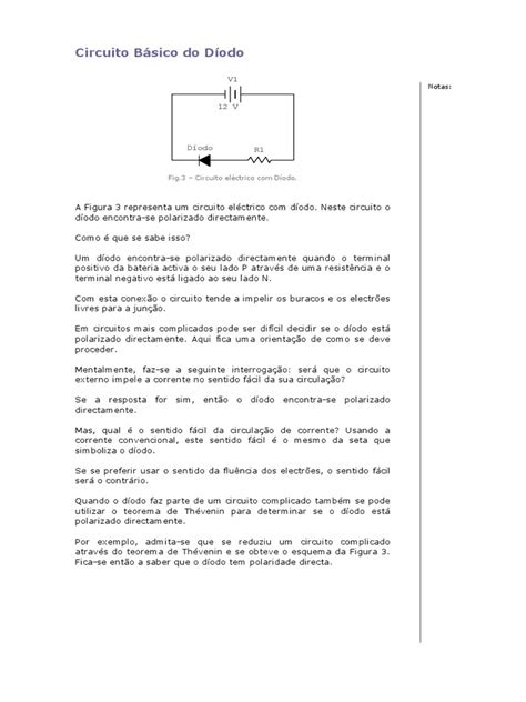 Circuito Básico Do Díodo Polarização Direta E Característica Pdf