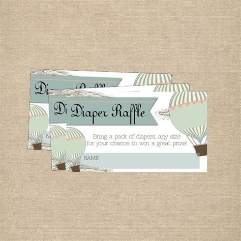 Hot Air Balloon Diaper Raffle Insert Baby Shower Diaper Raffle Ticket Greatest Adventure Up