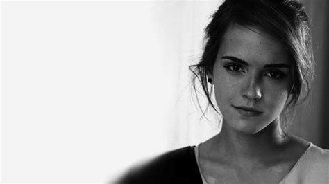 Preview Emma Watson Brunette Eyes Face Black And White Hd Wallpaper