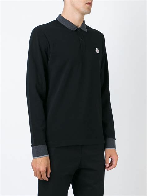 Lyst Moncler Long Sleeve Polo Shirt In Black For Men