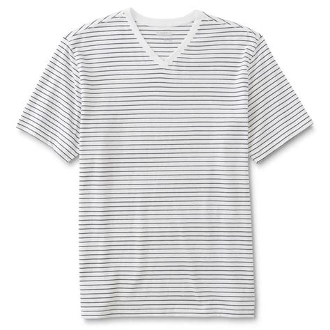 Basic Editions Mens Big And Tall V Neck T Shirt Striped