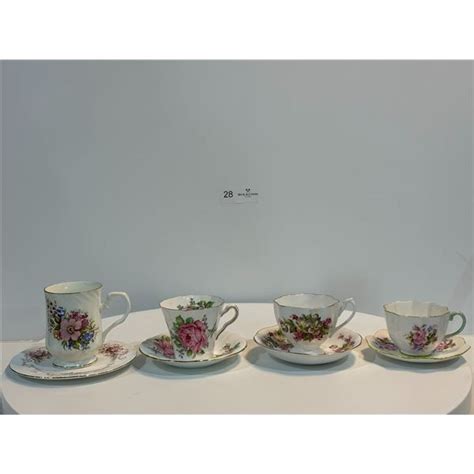 Assorted Floral Tea-Cups and Saucers