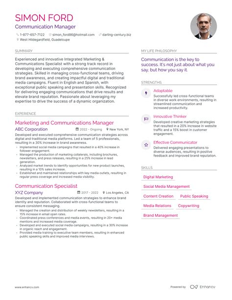 3 Successful Communication Manager Resume Examples And Writing Tips for