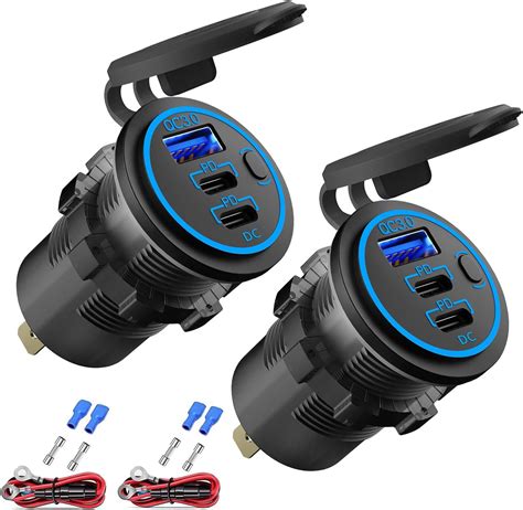 Amazon.com: 2 Pack 12V USB Outlet Wired Charger Multi Port, Dual PD3.0