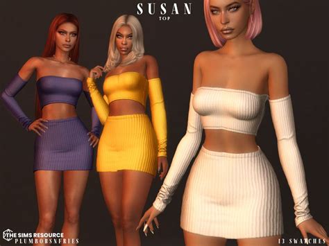 Plumbobs N Fries SUSAN Top Clothes For Women Clothes Sims 4