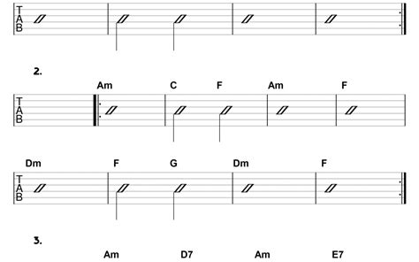 A minor Chord Progressions Exercises – Grade 3 | Learn Guitar For Free