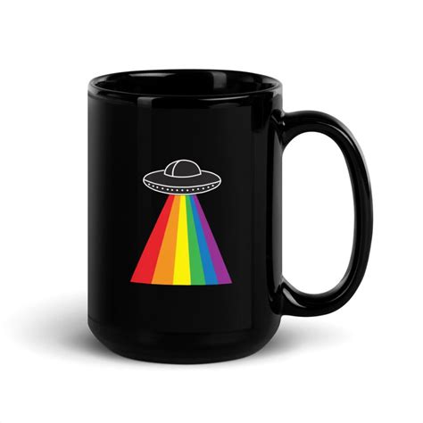 Lgbtq Ufo Mug Lesbian Coffee Mug Rainbow Gift Space Mugs Ufo Coffee Mug Queer Mug Black Glossy