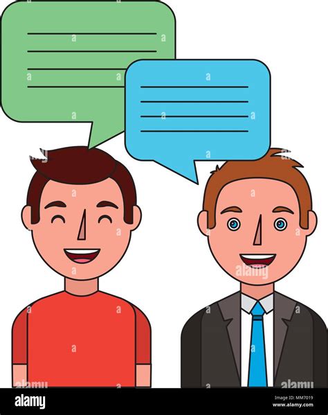 Two Men With Dialog Speech Bubbles Vector Illustration Stock Vector