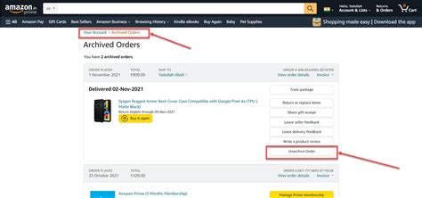 How to archive Amazon orders? How to find archived orders?