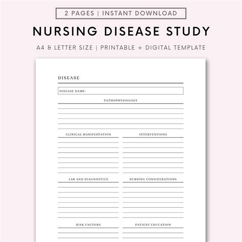 Printable Nursing Student Disease Process Student Nurse Templates