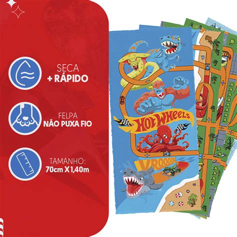 Kit Toalhas Banho Infantil Hot Wheels Pista Colecionador Calliste