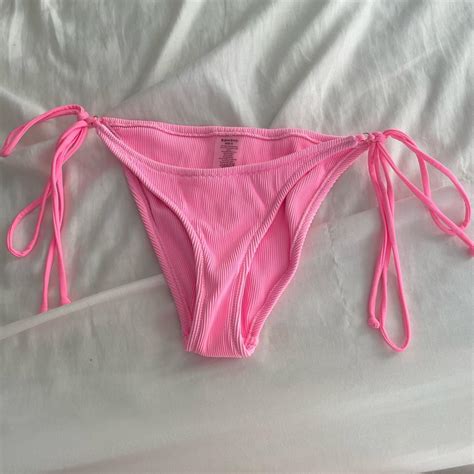 Kulani Kini Sides Bikini Bubble Gum Pink Ribbed Depop