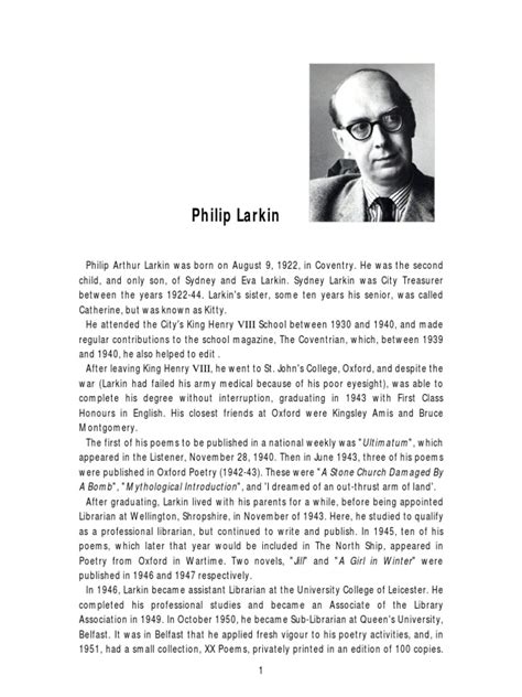 Philip Larkin Biography | Poetry | Fiction & Literature