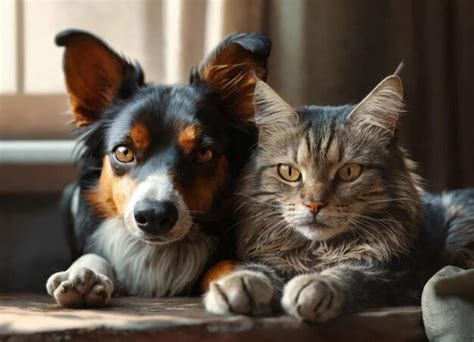 Premium Photo | Dog and cat friends