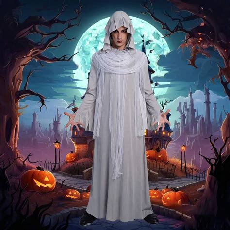 Adult Costume Scary Ghost Robe Costume For Men Role Play Grey Ghost ...