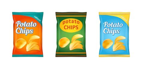 Набор упаковки картофельных чипсов | Премиум векторы