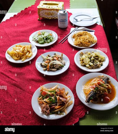 Typical Lunch On Tourist Boat In Halong Bay Vietnam Stock Photo Alamy