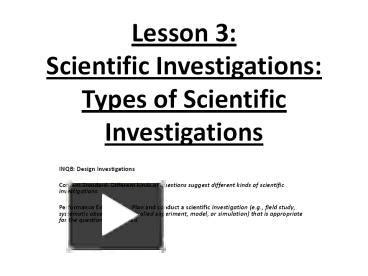 PPT Lesson 3 Scientific Investigations Types Of Scientific