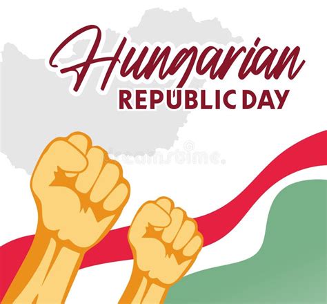 Happy Hungarian Republic Day With Hungarian Flag Stock Illustration