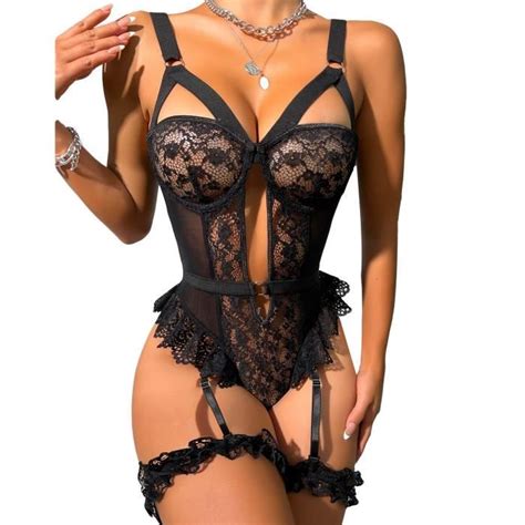 Akozon Lingerie une pièce Women Lingerie Sexy Negligee One Piece Backless Mesh Ladies Nightwear