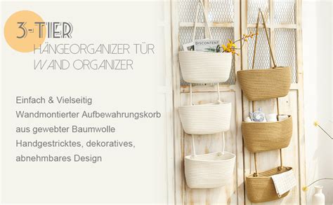 Btstil H Ngeorganizer T R Wand Organizer Tier Baumwolle Seil Gewebt