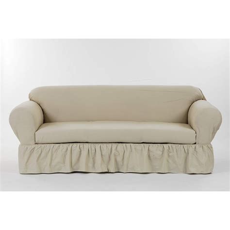 Classic Slipcover Cotton 2 Piece Ruffled Sofa Slipcover