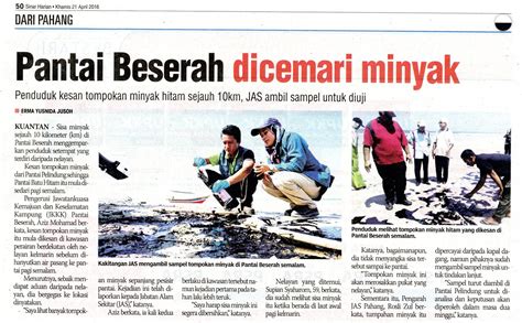 Pantai Berserah Dicemari Minyak 21 April 2016 Sinar Enviro