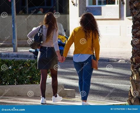 Two Lesbian Gay Girls Women Holding Each Other Hands Stock Photo Image Of Holding Lifestyle