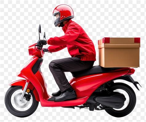 PNG Delivery Man Riding Motorcycle Transportation Cardboard Premium