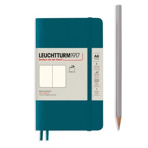 Leuchtturm Notizbuch Softcover A6 Pocket Blanko 123 Seiten Pacific