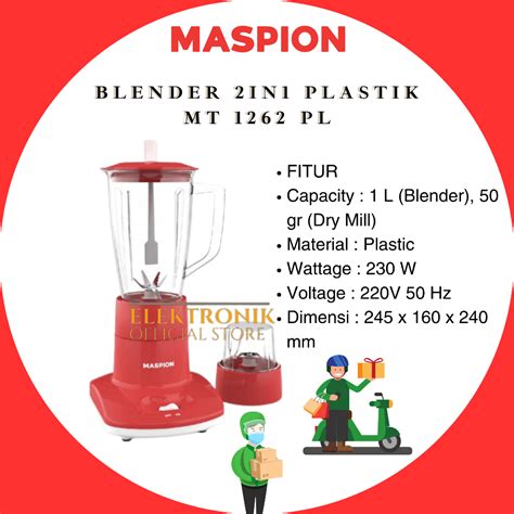 Jual MASPION BLENDER 2IN1 MT 1262PL BLENDER PLASTIK MT1262PL MT1262 PL