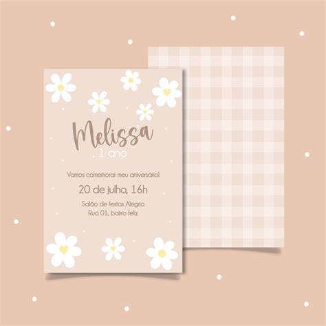 Convite Digital Margaridas Nude Elo Produtos Especiais